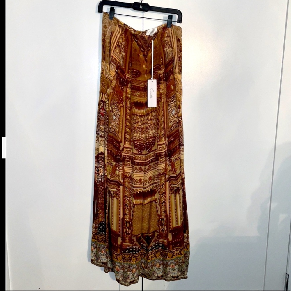 NWT CAMILLA SILK WIDE LEG PANTS W/ BEADING SZ AU 2